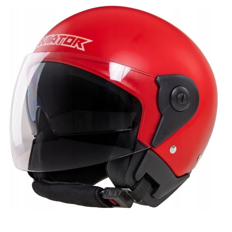 KASK-MOTOCYKLOWY-MAT-NA-SKUTER-MOTOR-Z-SZYBA-czerwony Kask na skuter czerowny